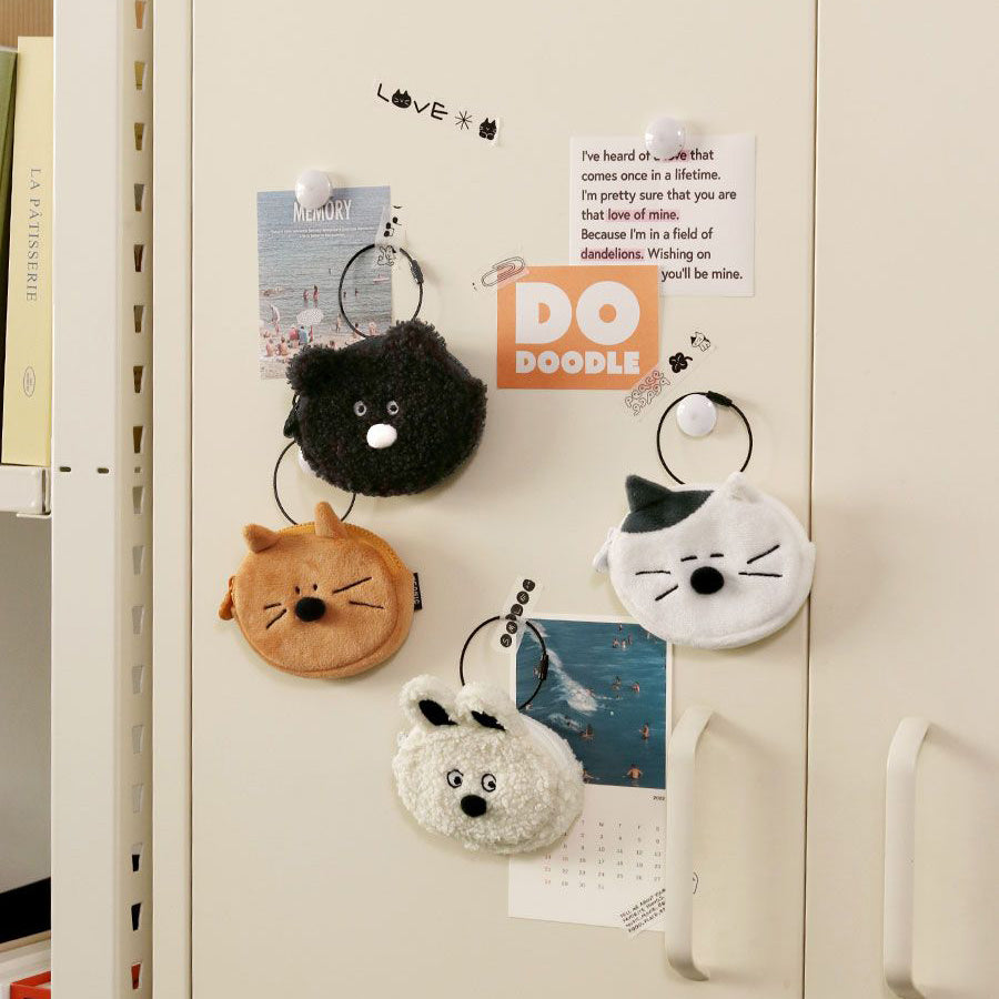 Doodle Keyring Pouch – AirPods & Galaxy Buds Case (Rabbit, Bear, Cheese Cat, White Cat)