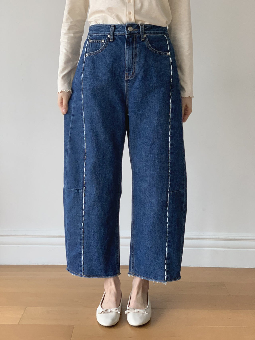 LineCut Wide Straight Denim Pants Vertical Seam Detail High-Rise Jeans - Luckyplanetusa