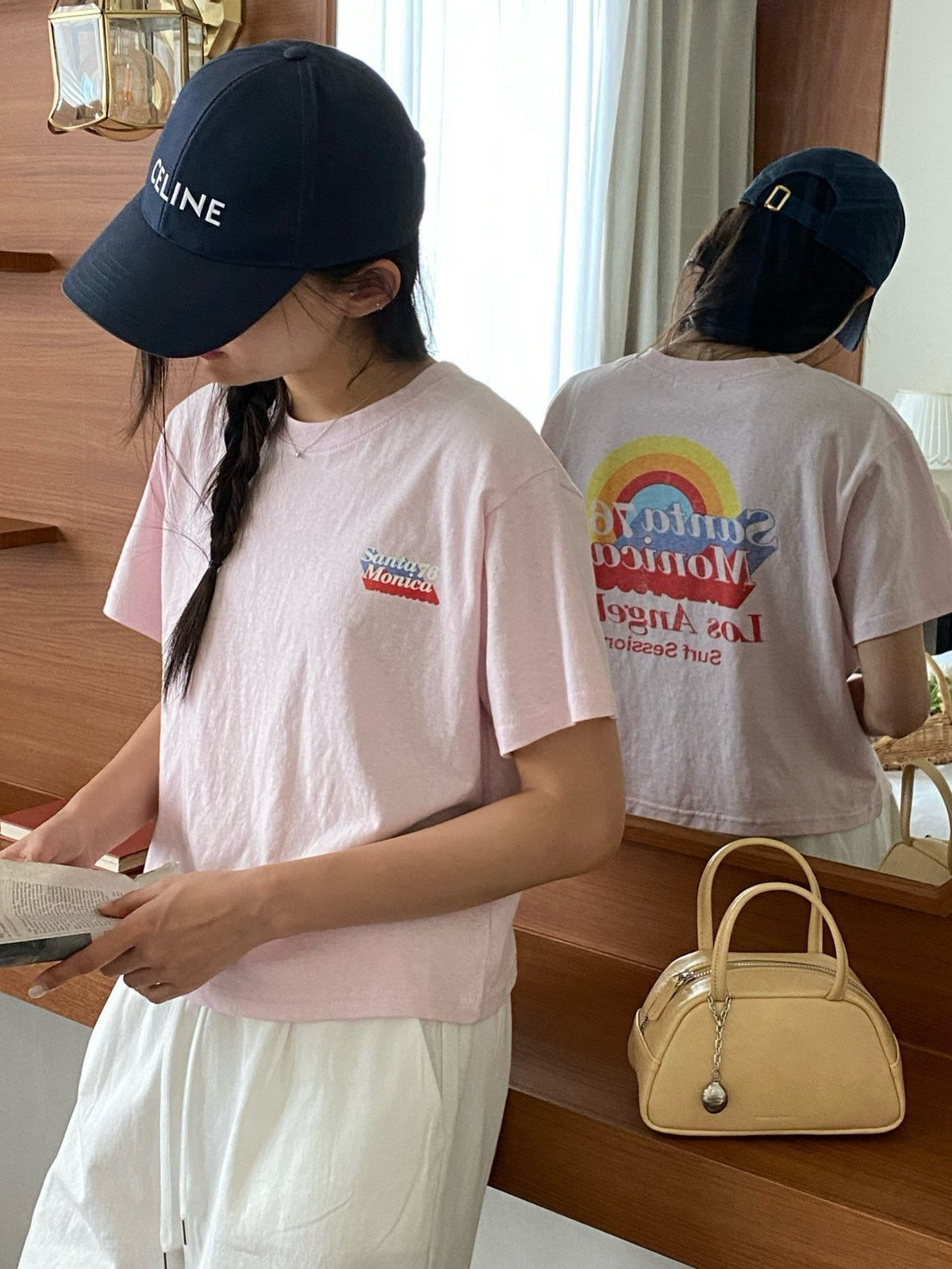 Santa Monica Vintage Crop Tee Made in Korea - Luckyplanetusa