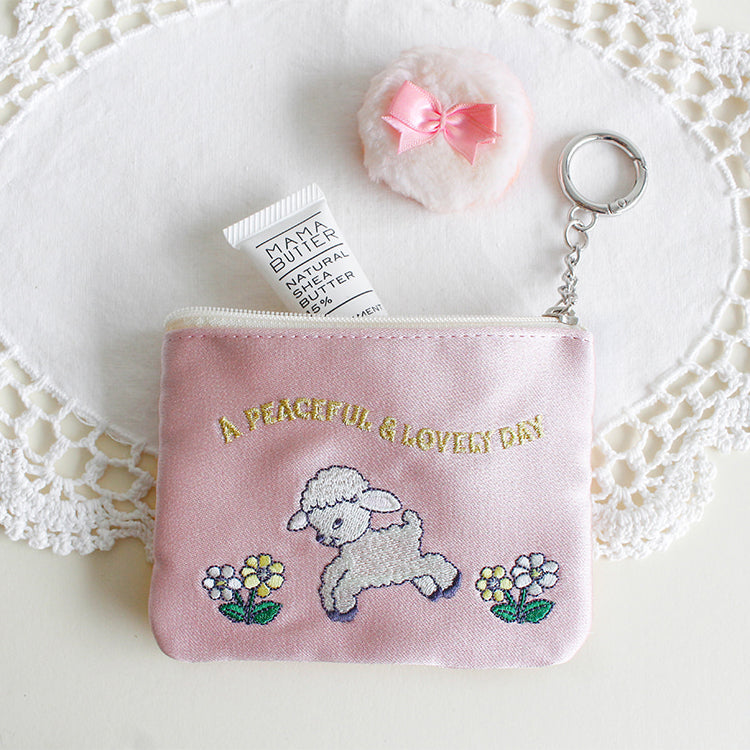 1537 Keyring Pouch – Small Embroidered Zip Pouch with Chain Ring