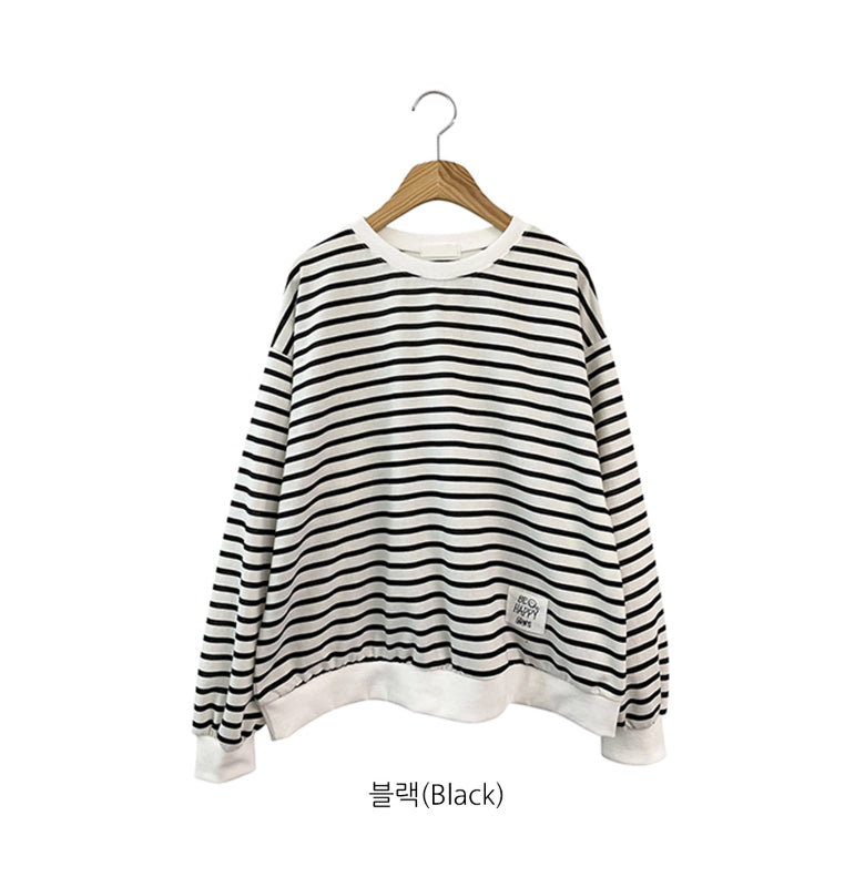 Be Happy Stripe Sweatshirt Made in Korea - Luckyplanetusa