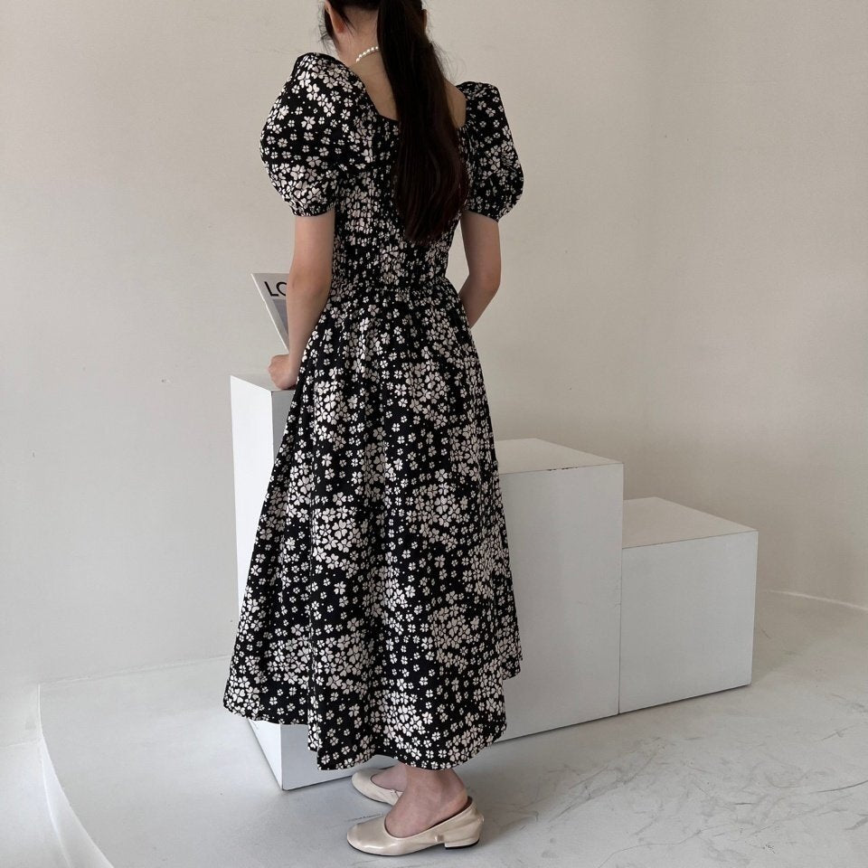 Blossom Garden Puff Sleeve Smocked Dress - Luckyplanetusa
