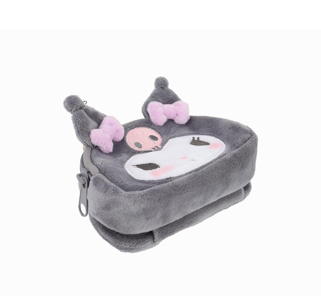 Kuromi Fluffy Coin Pouch with Keychain and Mirror