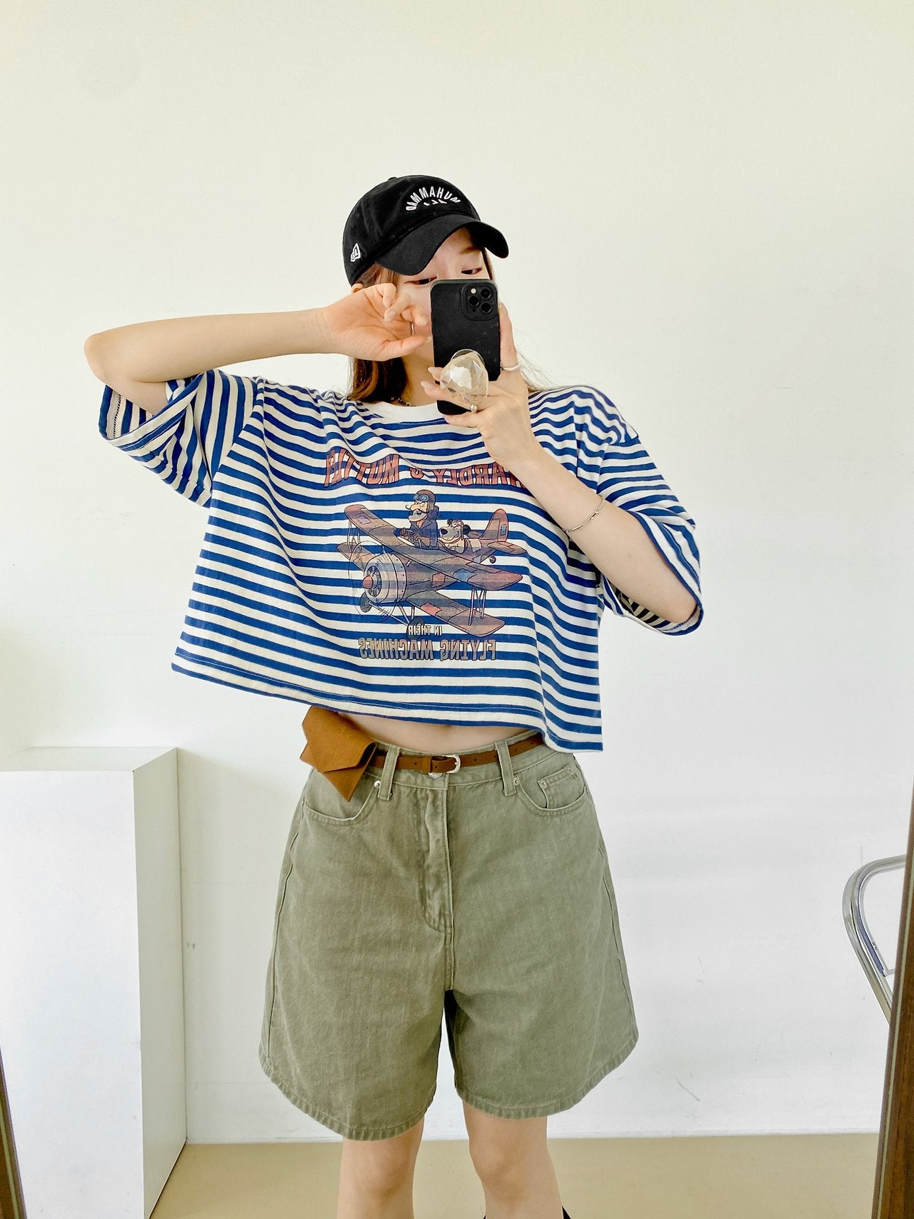 Vintage Pilot Stripe Crop Tee - Luckyplanetusa