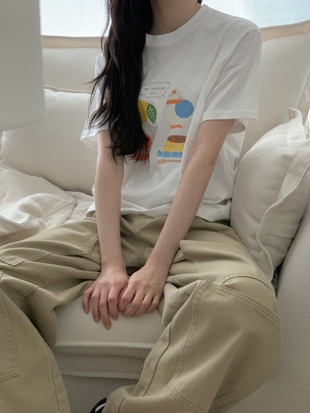 Morning Bird Graphic Cotton Tee - Luckyplanetusa