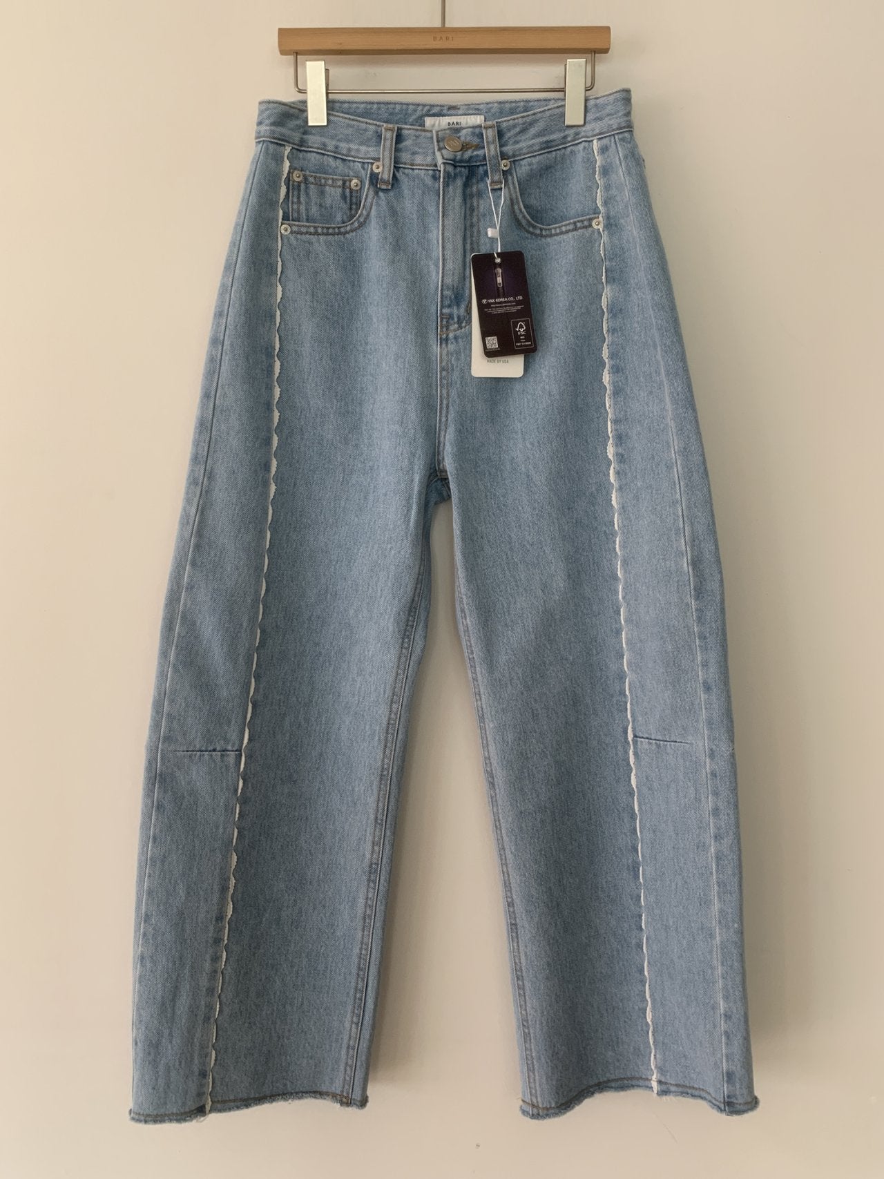 LineCut Wide Straight Denim Pants Vertical Seam Detail High-Rise Jeans
