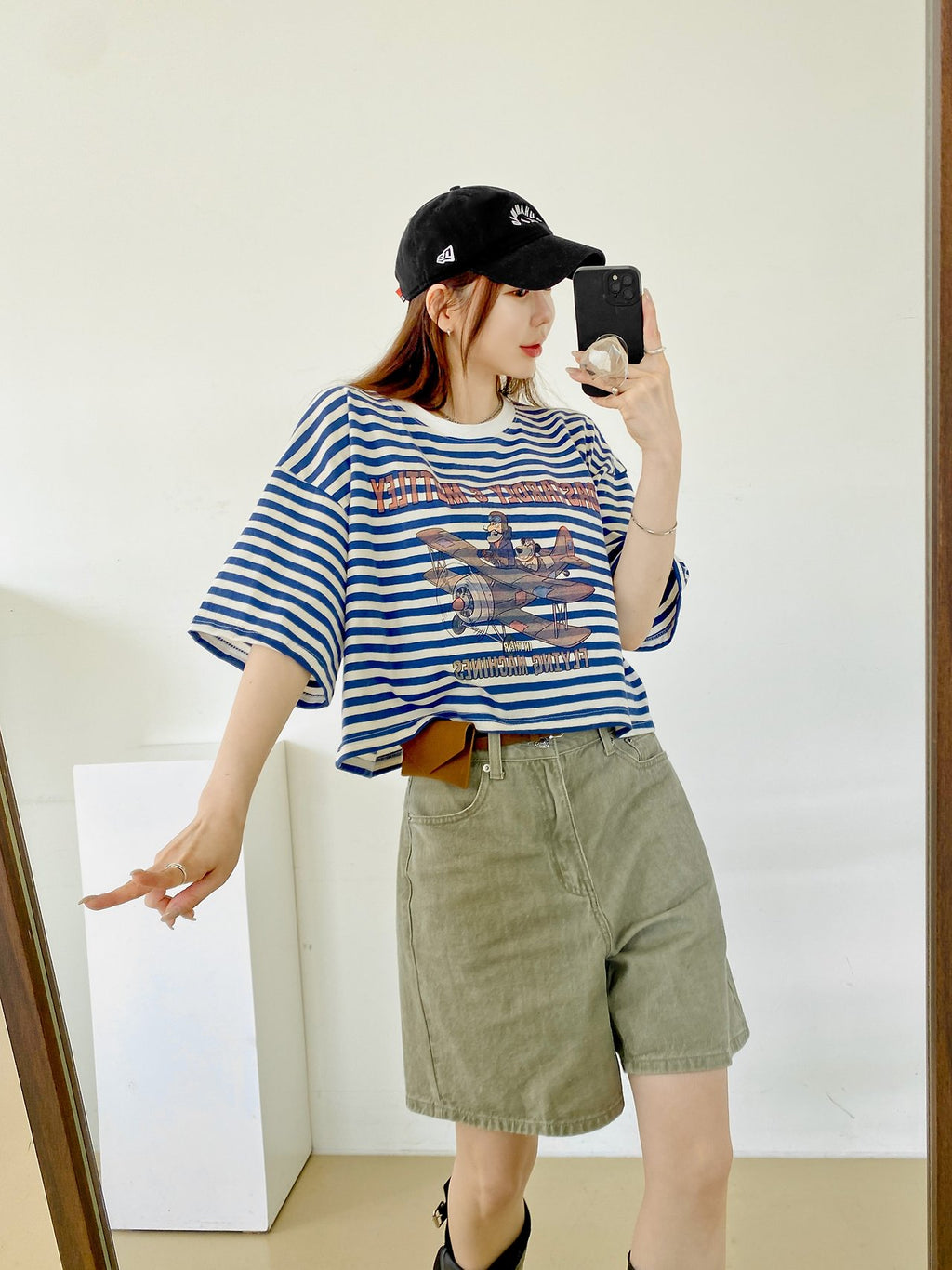 Vintage Pilot Stripe Crop Tee - Luckyplanetusa