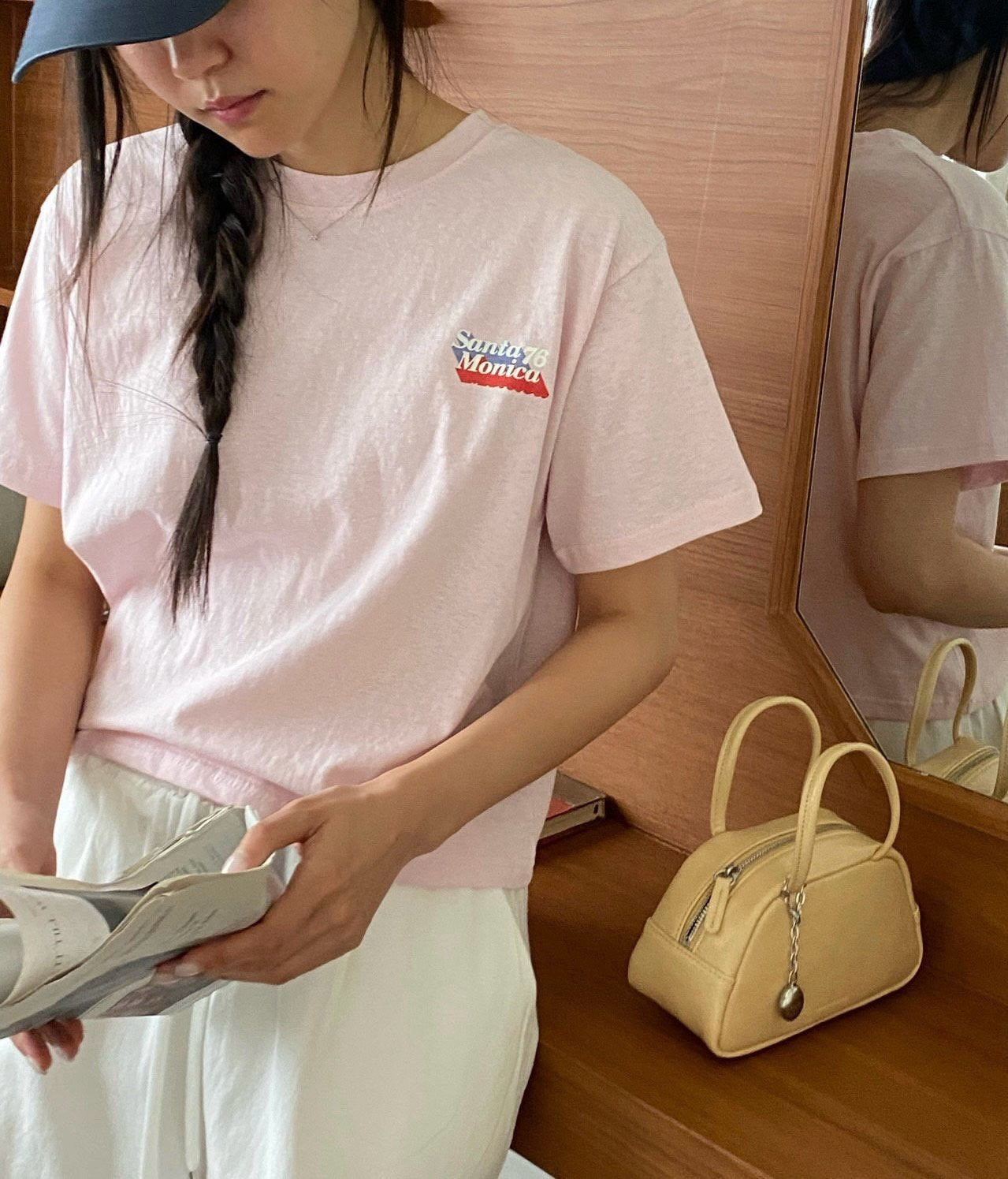 Santa Monica Vintage Crop Tee Made in Korea - Luckyplanetusa