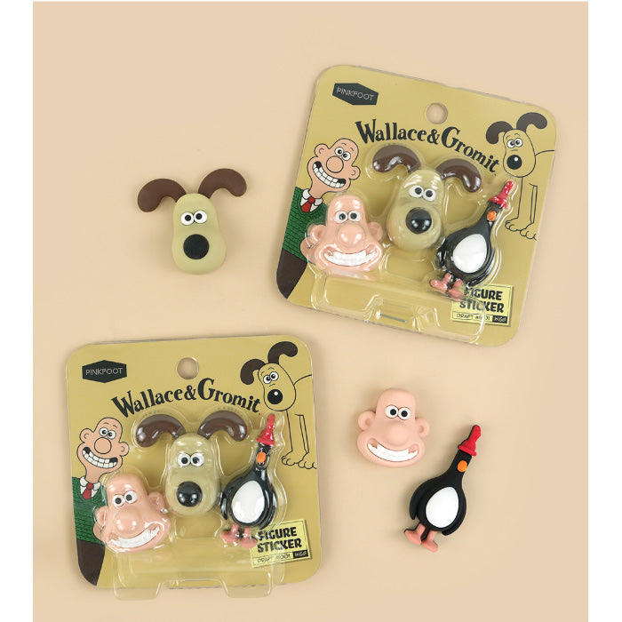 Wallace & Gromit 3D Figure Sticker Set – Desk & Gadget Decor