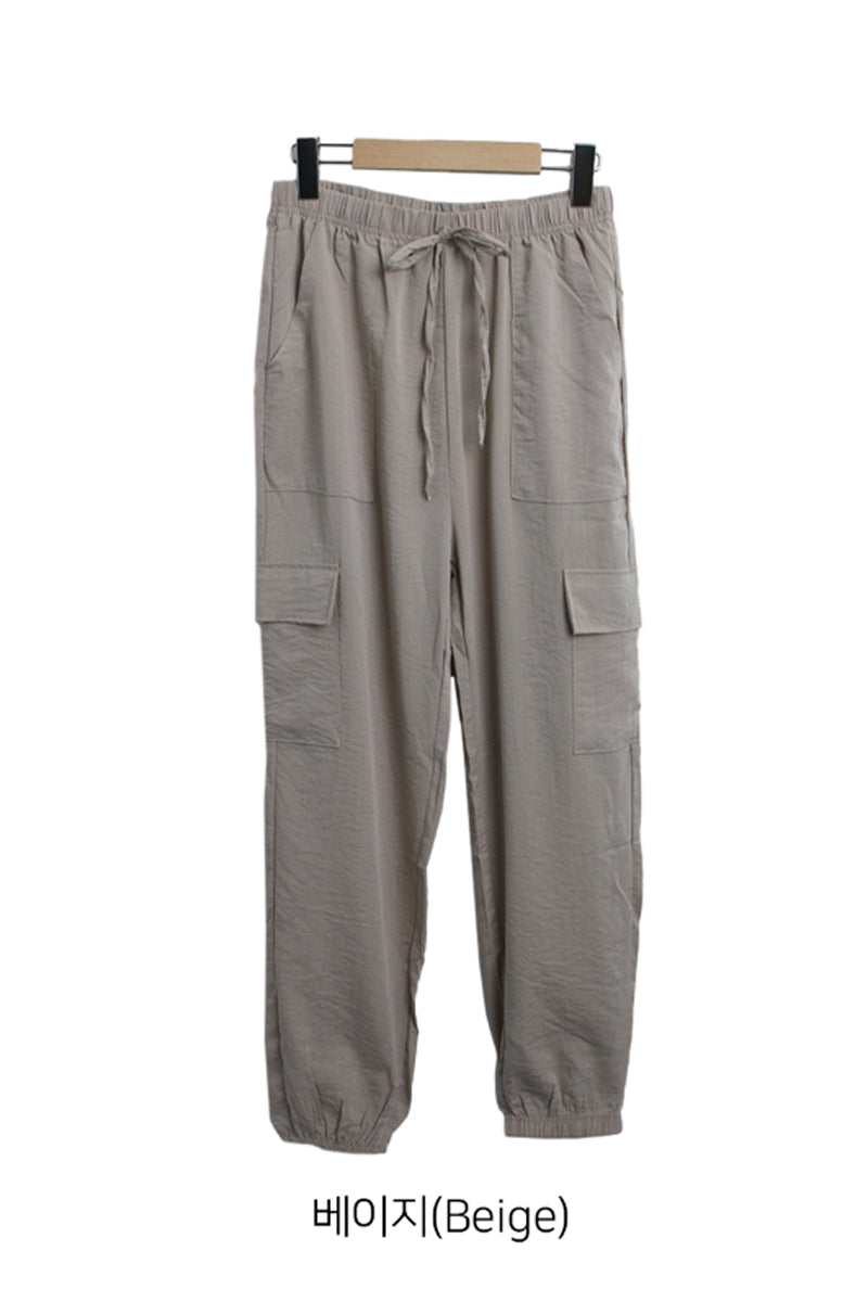 Linen Touch Utility Cargo Jogger Pants