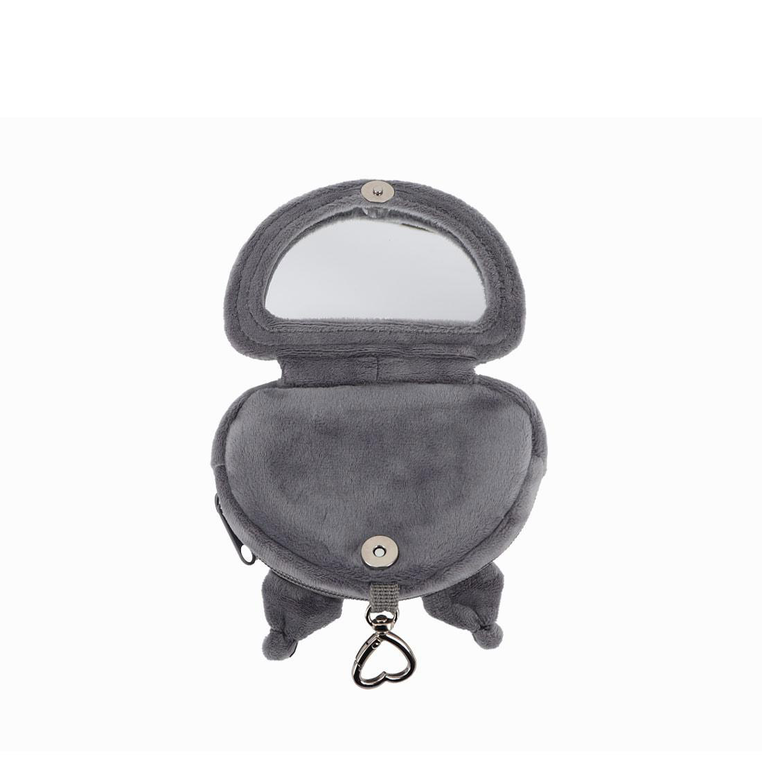 Kuromi Fluffy Coin Pouch with Keychain and Mirror