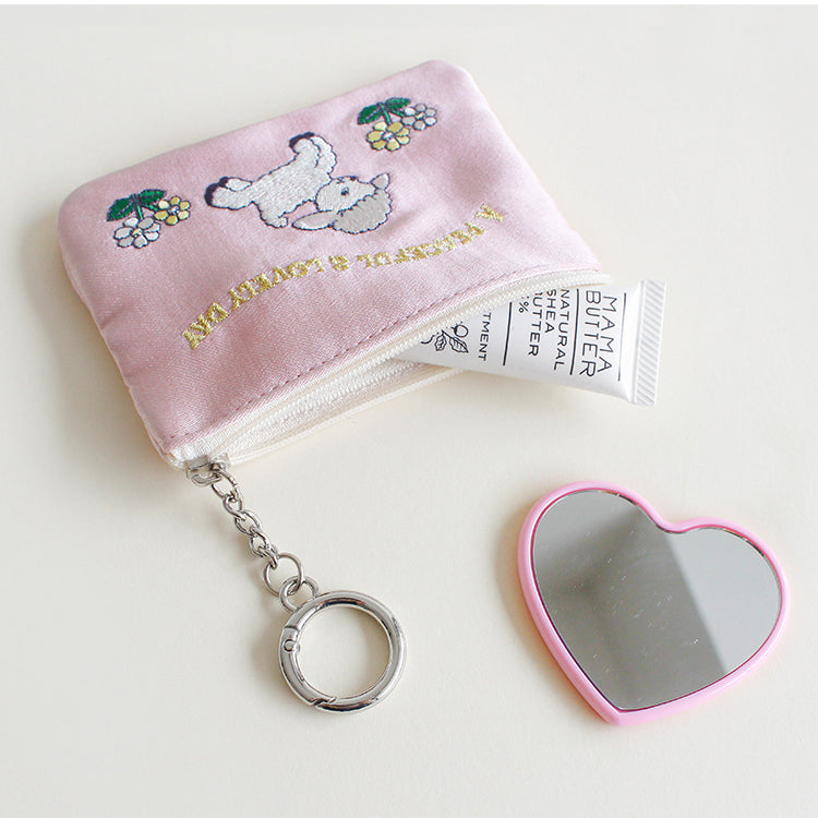 1537 Keyring Pouch – Small Embroidered Zip Pouch with Chain Ring