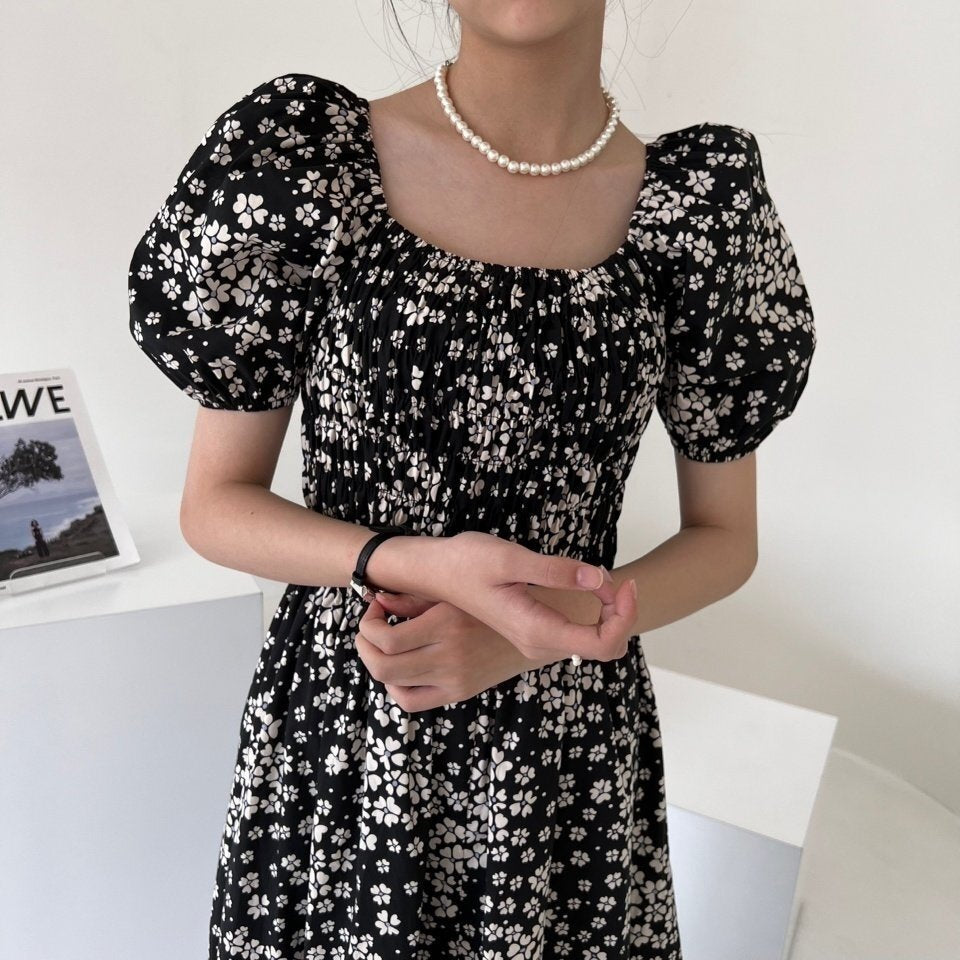 Blossom Garden Puff Sleeve Smocked Dress - Luckyplanetusa
