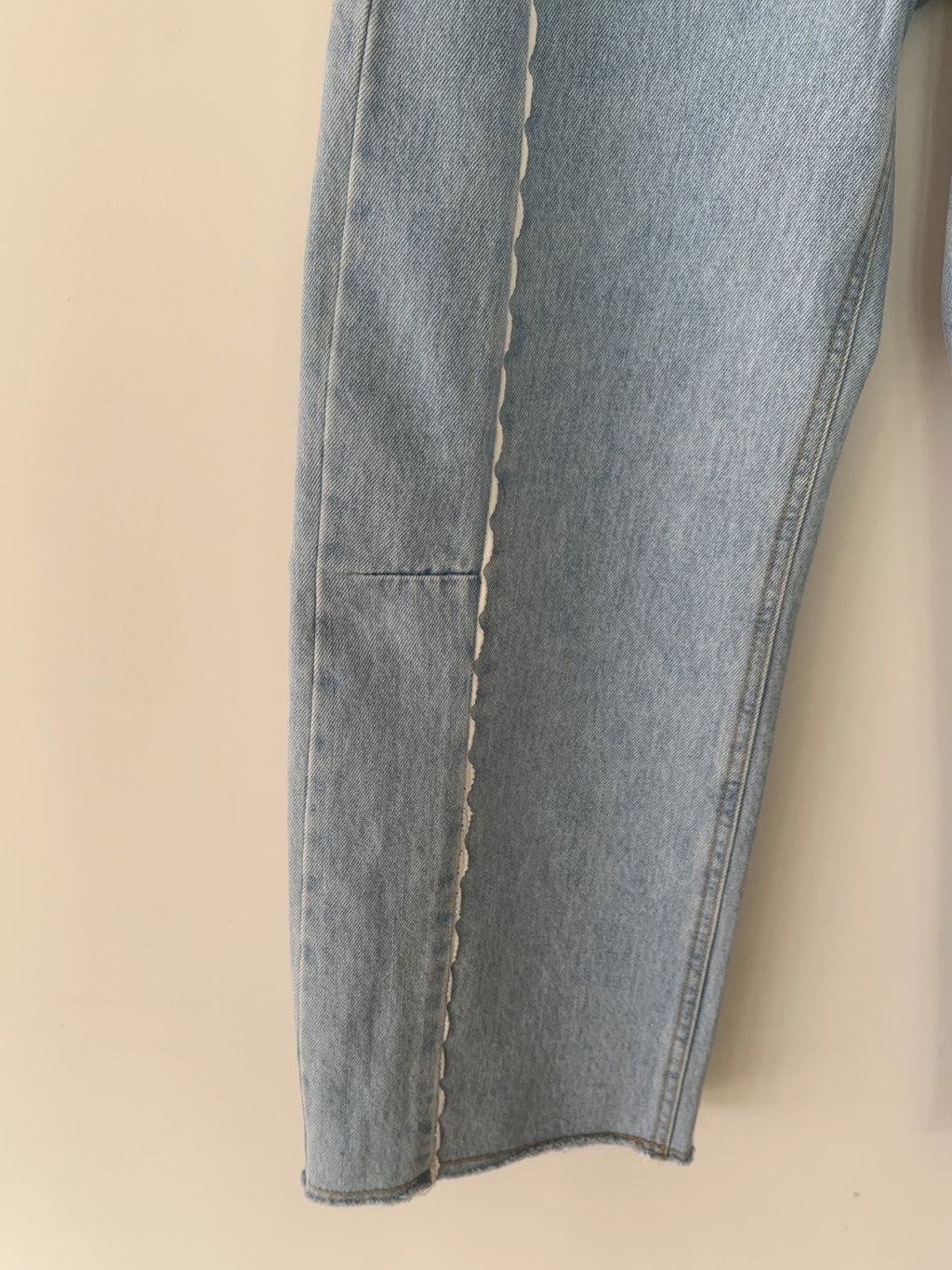 LineCut Wide Straight Denim Pants Vertical Seam Detail High-Rise Jeans - Luckyplanetusa