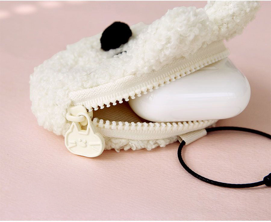 Doodle Keyring Pouch – AirPods & Galaxy Buds Case (Rabbit, Bear, Cheese Cat, White Cat)