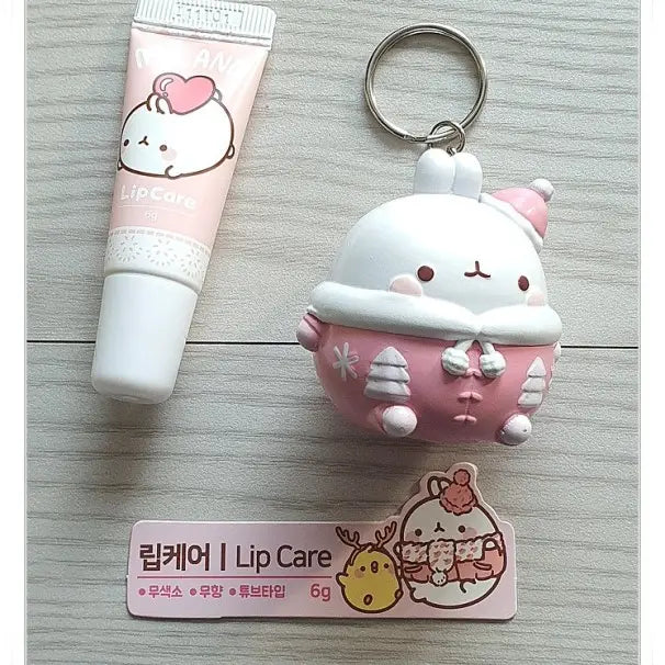 Molang Lip Care Lip Balm Gift Set with Figure Keyring