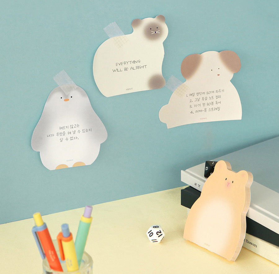 Animal Friends Mini Non-Adhesive Memo Pad – Hamster, Penguin, Dog & Cat