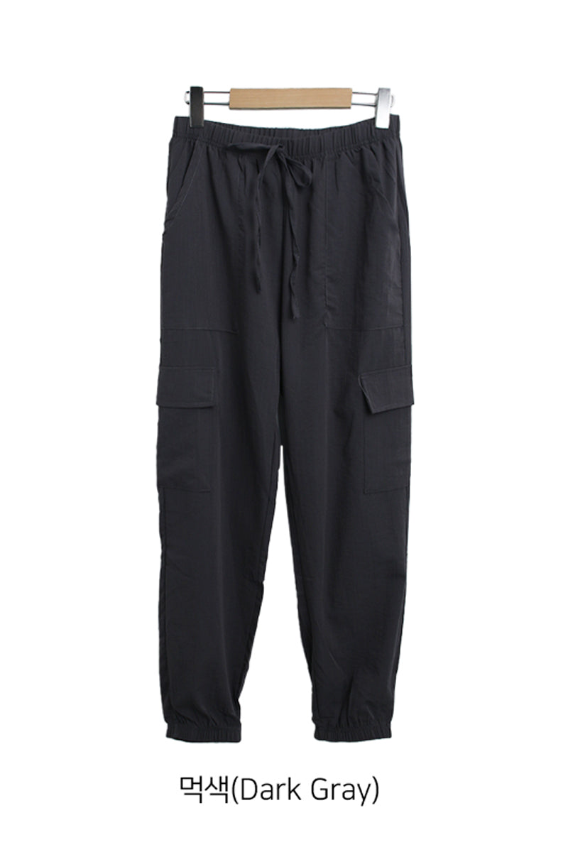 Linen Touch Utility Cargo Jogger Pants