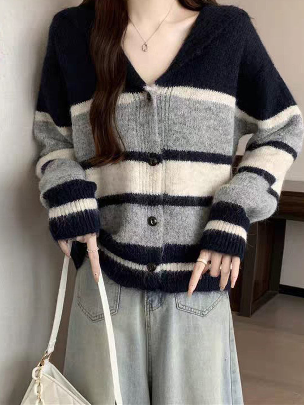 Lucky Stripe Cozy Hood Cardigan