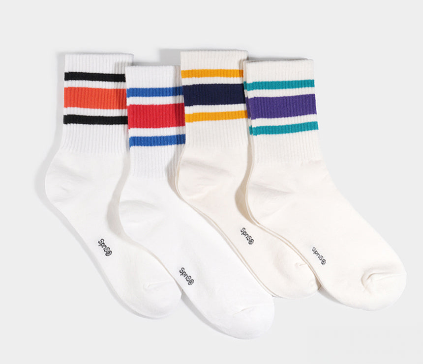 Color Stripe Crew Socks 4 Colors