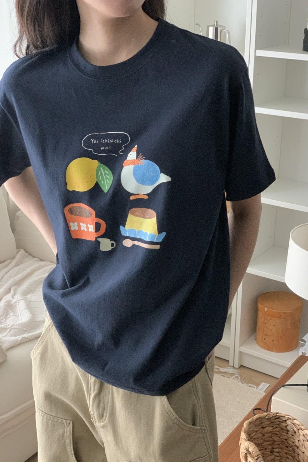 Morning Bird Graphic Cotton Tee - Luckyplanetusa