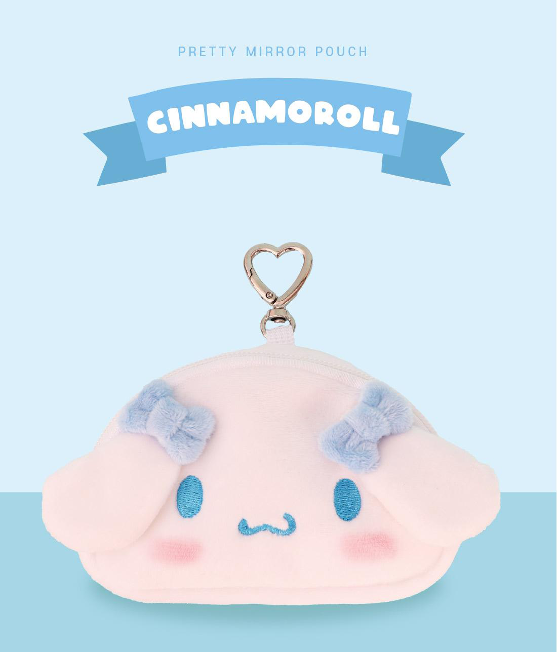 Cinnamoroll Fluffy Coin Pouch with Keychain and Mirror