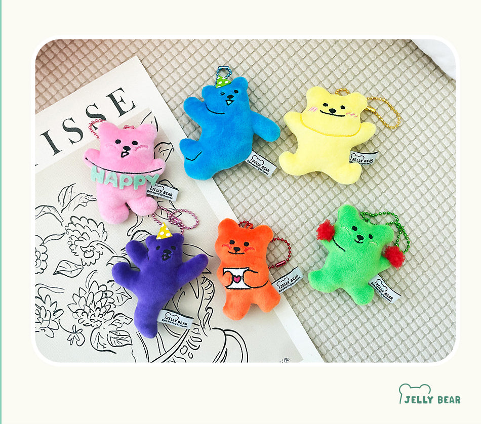 Jelly Bear Glitter Keyring – Colorful Beaded Bag Charm