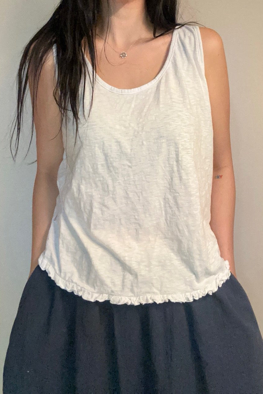 Soft Frill 100% Cotton Sleeveless Top Made in Korea - Luckyplanetusa