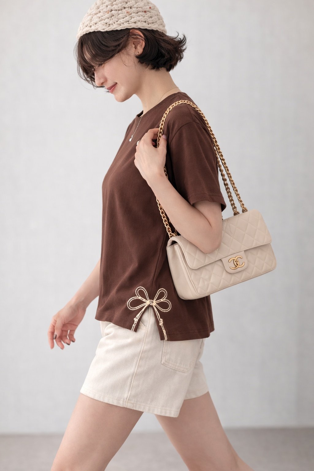 Ribbon Detail Bio-Washed Tee - Luckyplanetusa