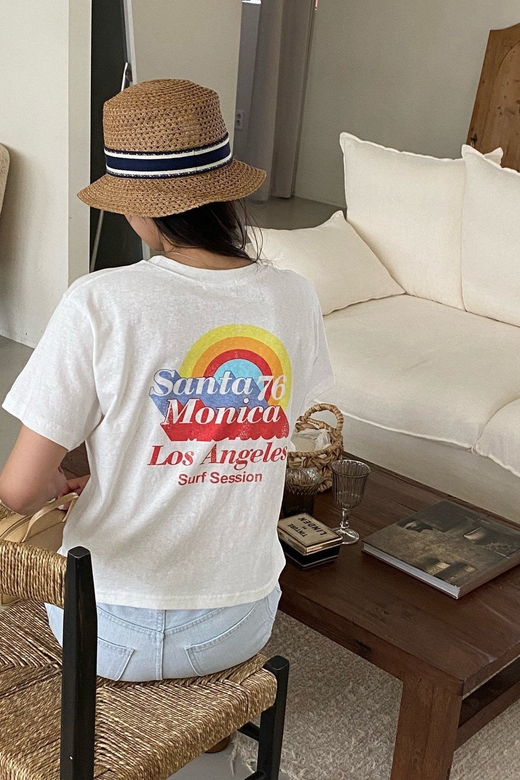 Santa Monica Vintage Crop Tee Made in Korea - Luckyplanetusa