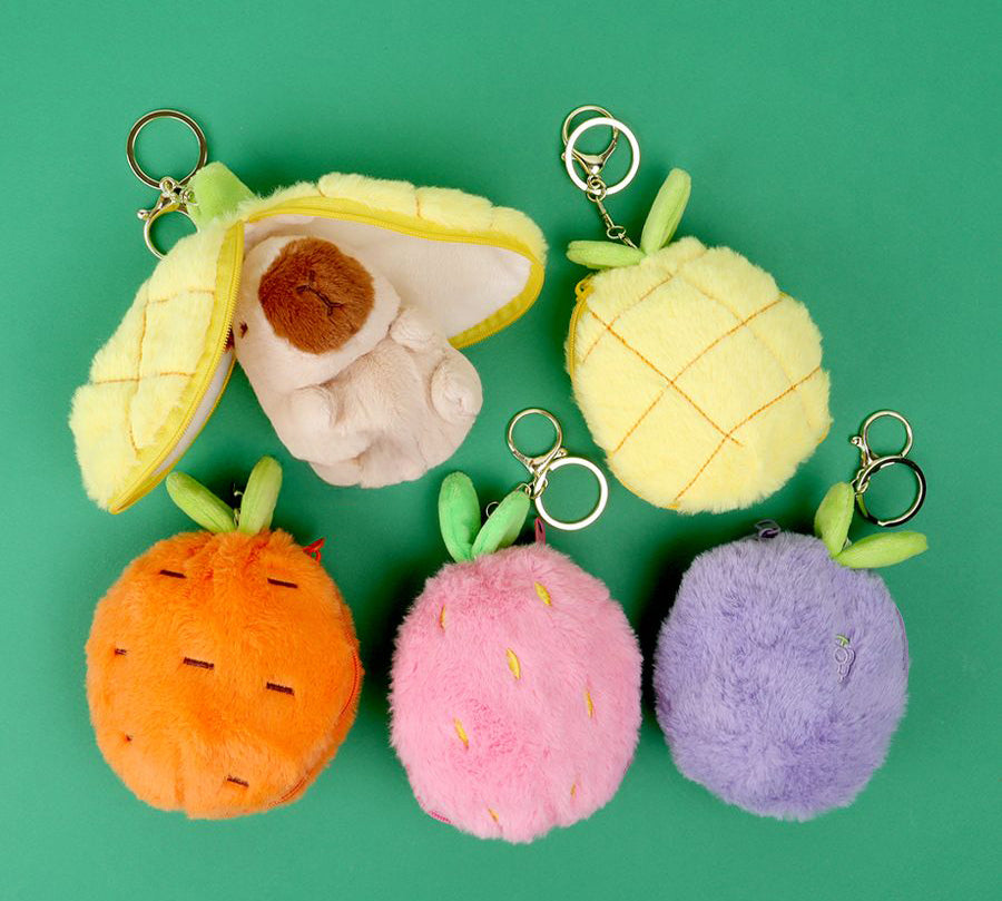 Fruit Zipper Capybara Plush Keyring (Random)