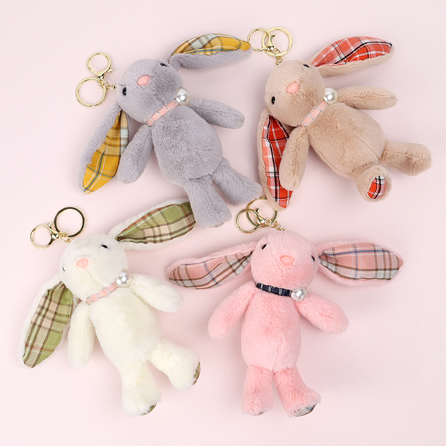 Pearl Rabbit Plush Doll Keyring (Random Color)