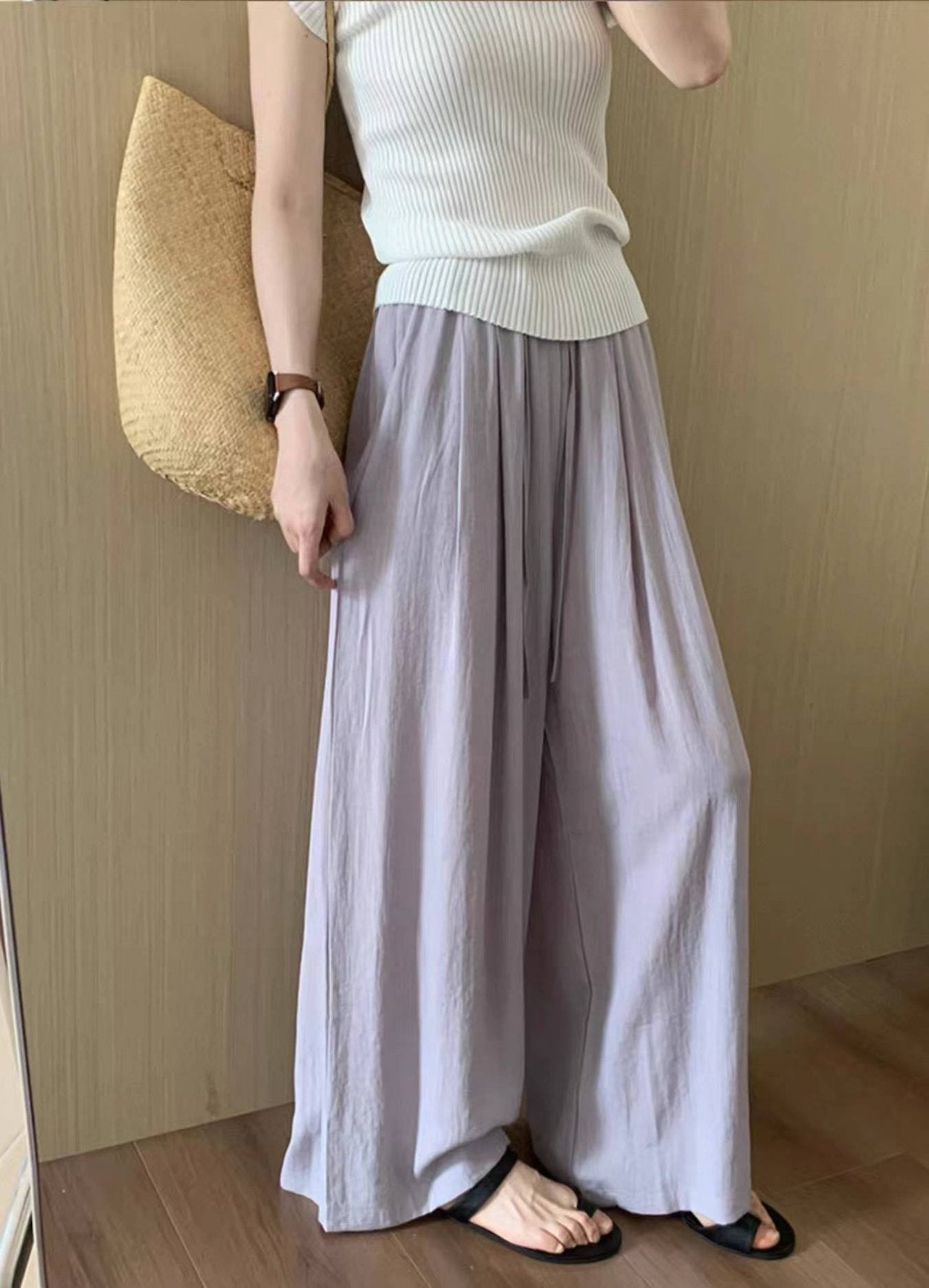 Airy Linen Blend Wide Summer Daily Pants - Luckyplanetusa