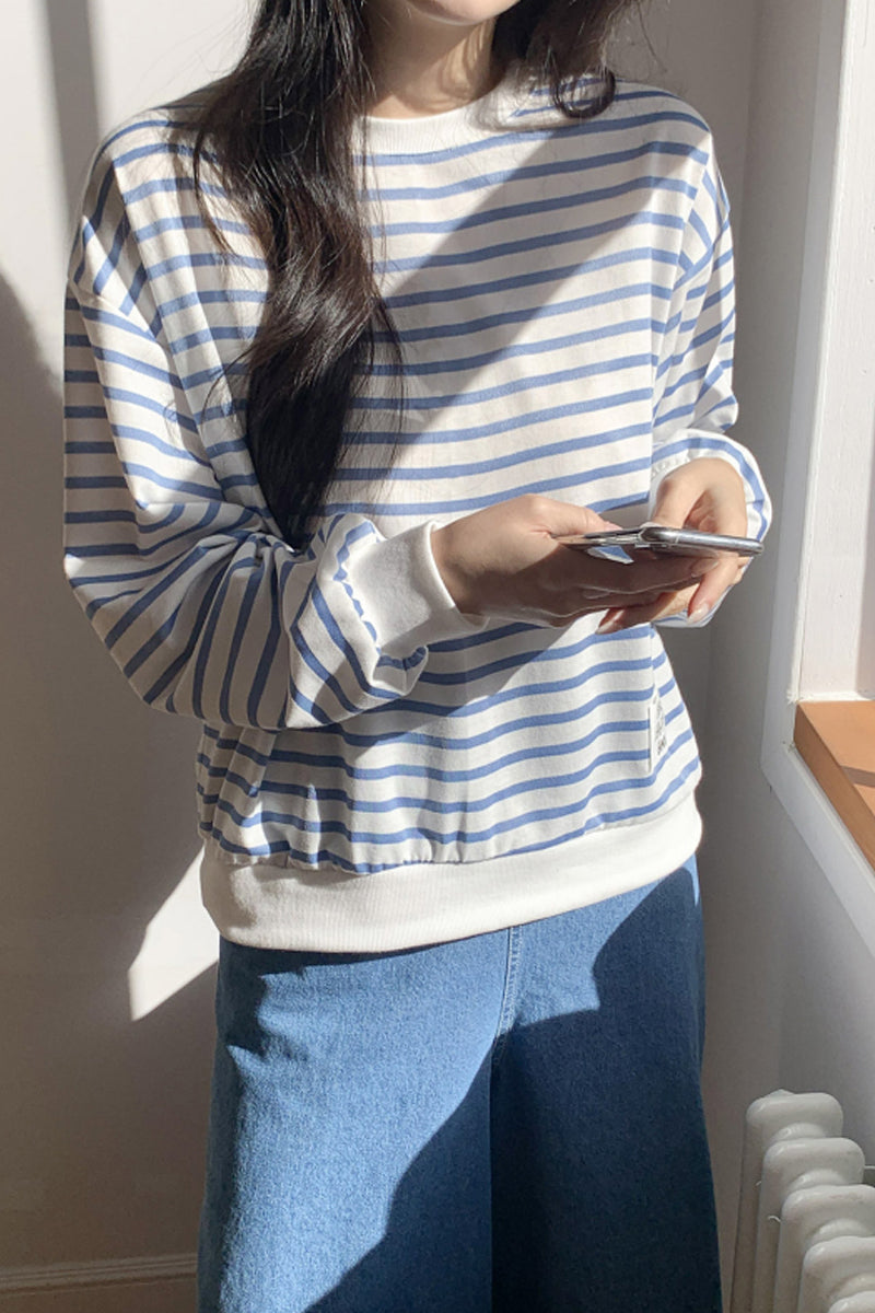 Be Happy Stripe Sweatshirt Made in Korea - Luckyplanetusa