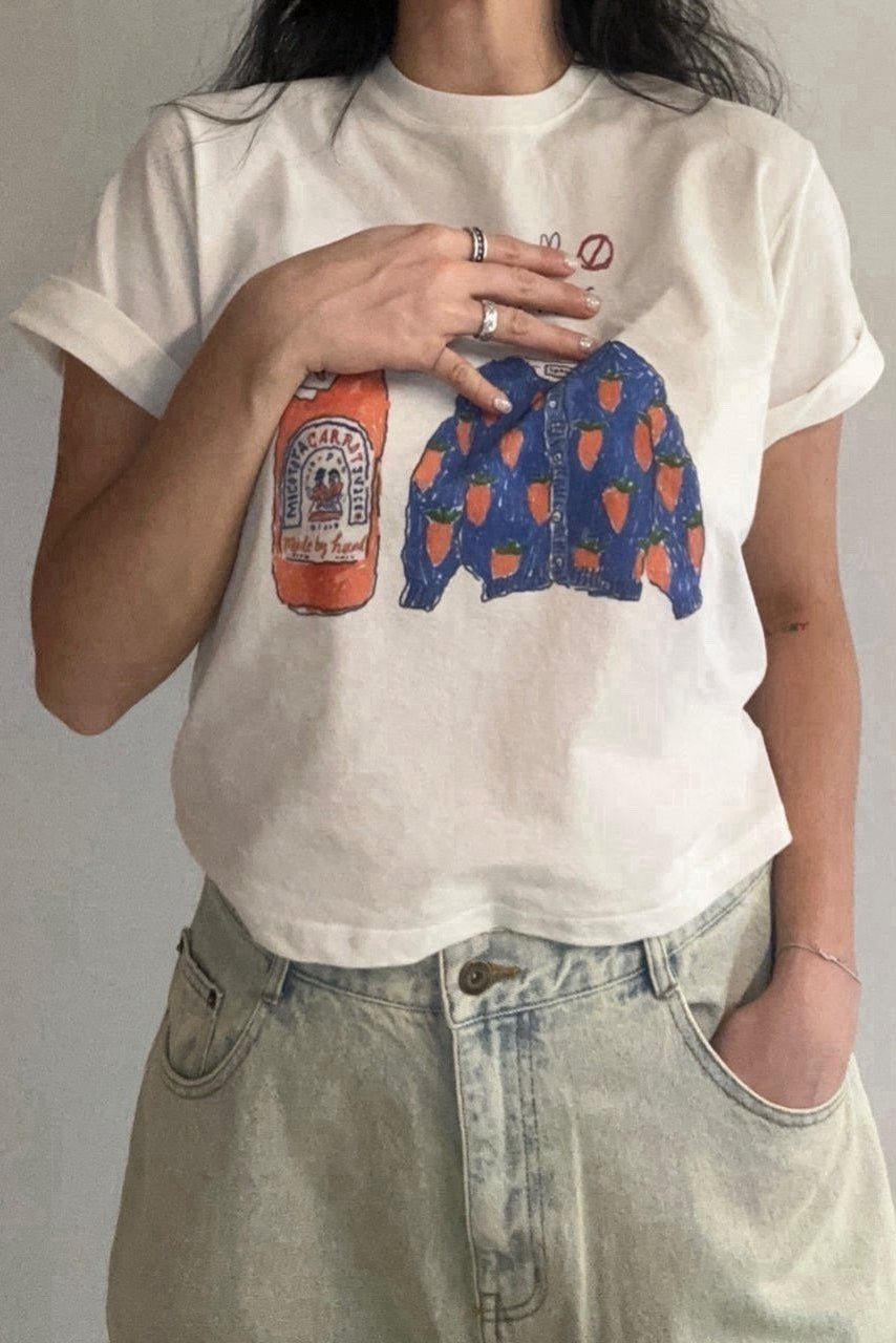 Carrot Mood Graphic Tee Vintage Washed Cotton Made in Korea - Luckyplanetusa