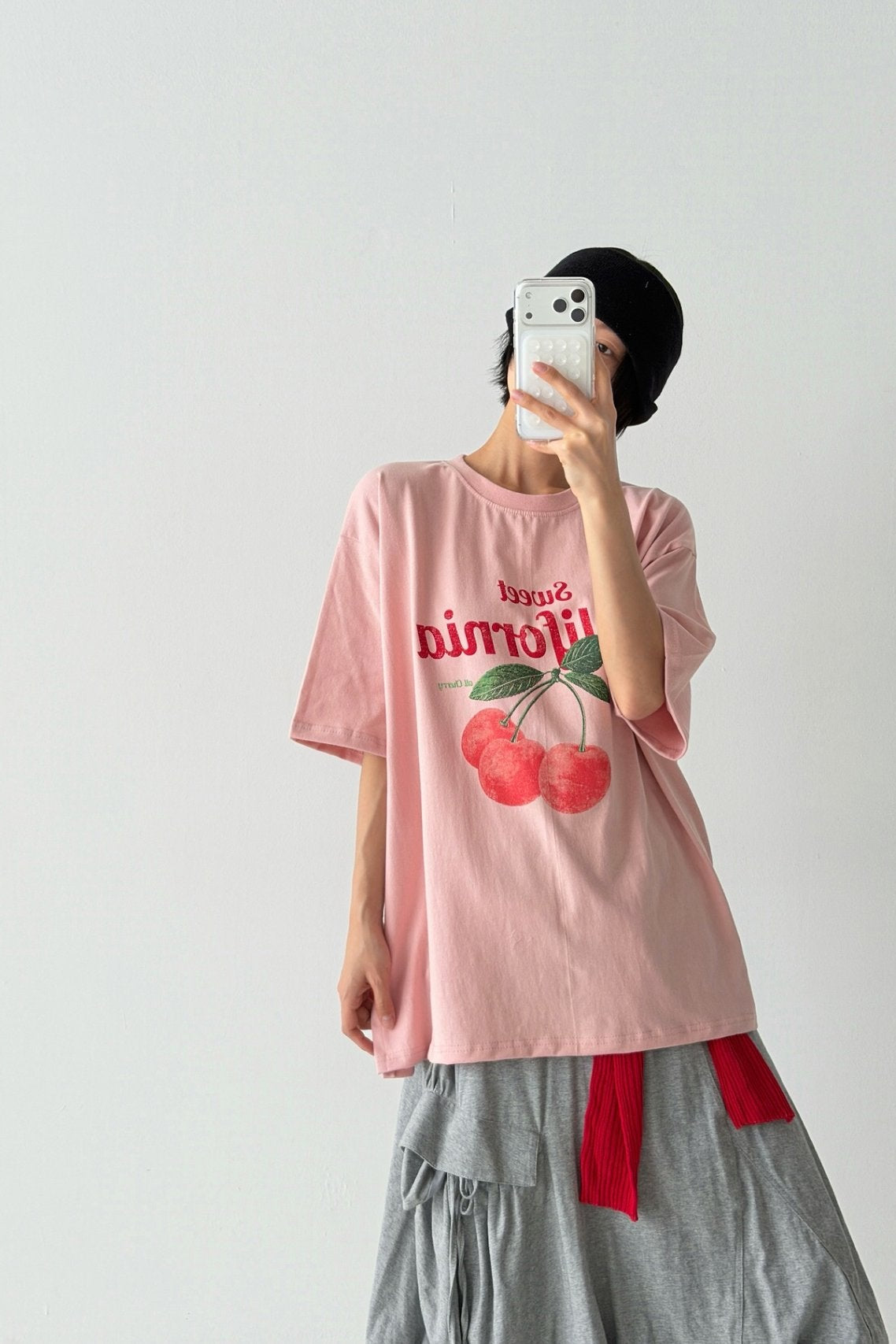 Retro Cherry Oversized Cotton Tee