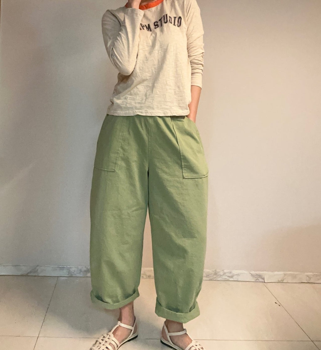Soft Utility Cotton Wide Pants Daily Essential Made in Korea - Luckyplanetusa