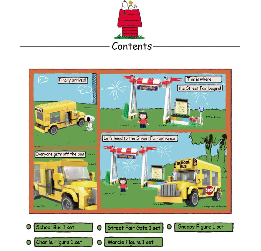 Snoopy Street Fair – School Bus & Entrance Gate (288 pcs)