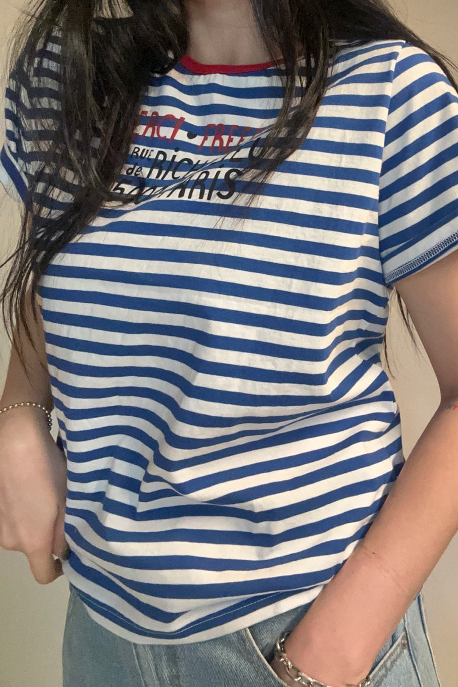 Paris Stripe Graphic Tee - Luckyplanetusa