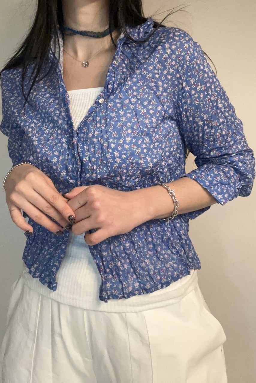 Petite Garden Shirring Cotton Blouse Made in Korea - Luckyplanetusa