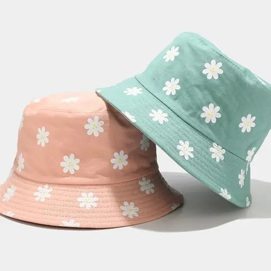 [SALE] Macaron color Daisy cotton Bucket Hat- Riversible wear - Luckyplanetusa