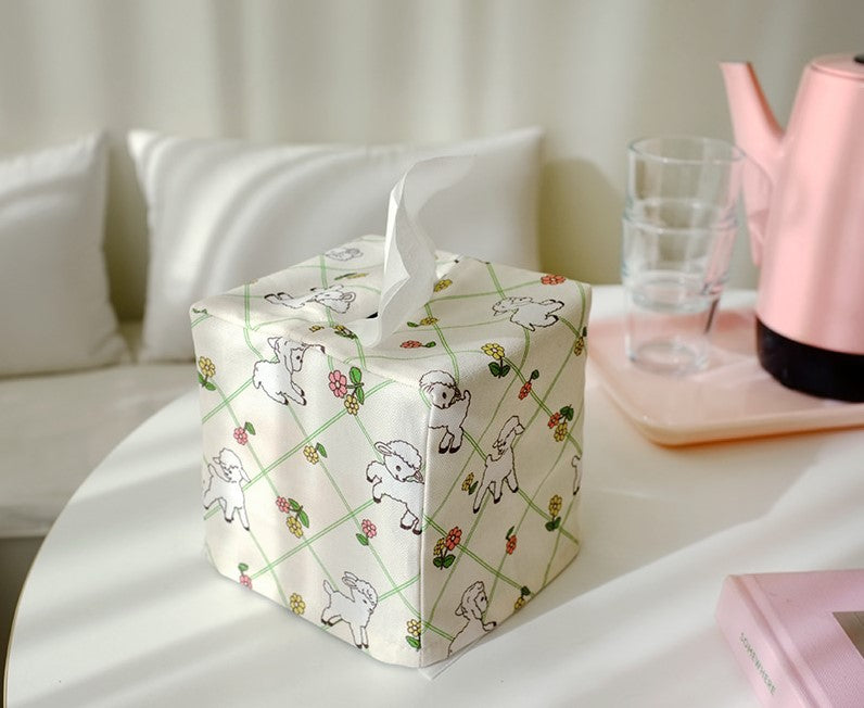 Canvas Square Tissue Box Cover/Case- Home Deco