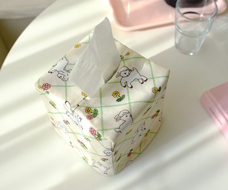 Canvas Square Tissue Box Cover/Case- Home Deco