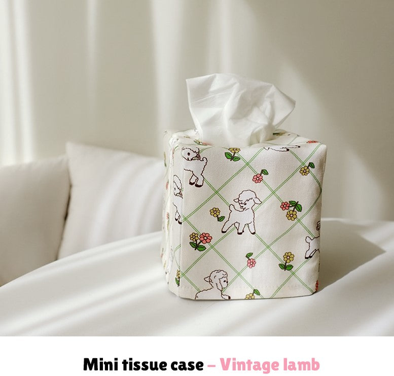Canvas Square Tissue Box Cover/Case- Home Deco