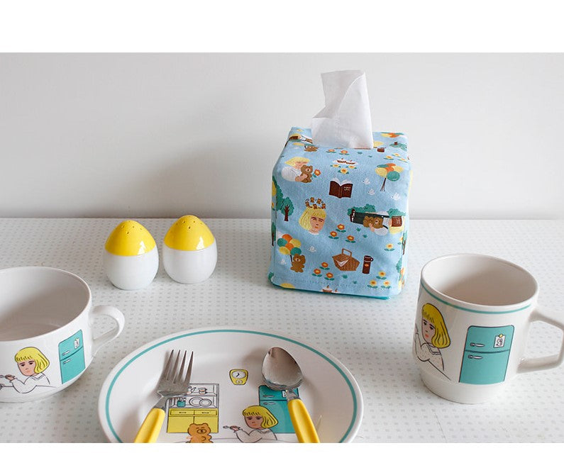 Canvas Square Tissue Box Cover/Case- Home Deco