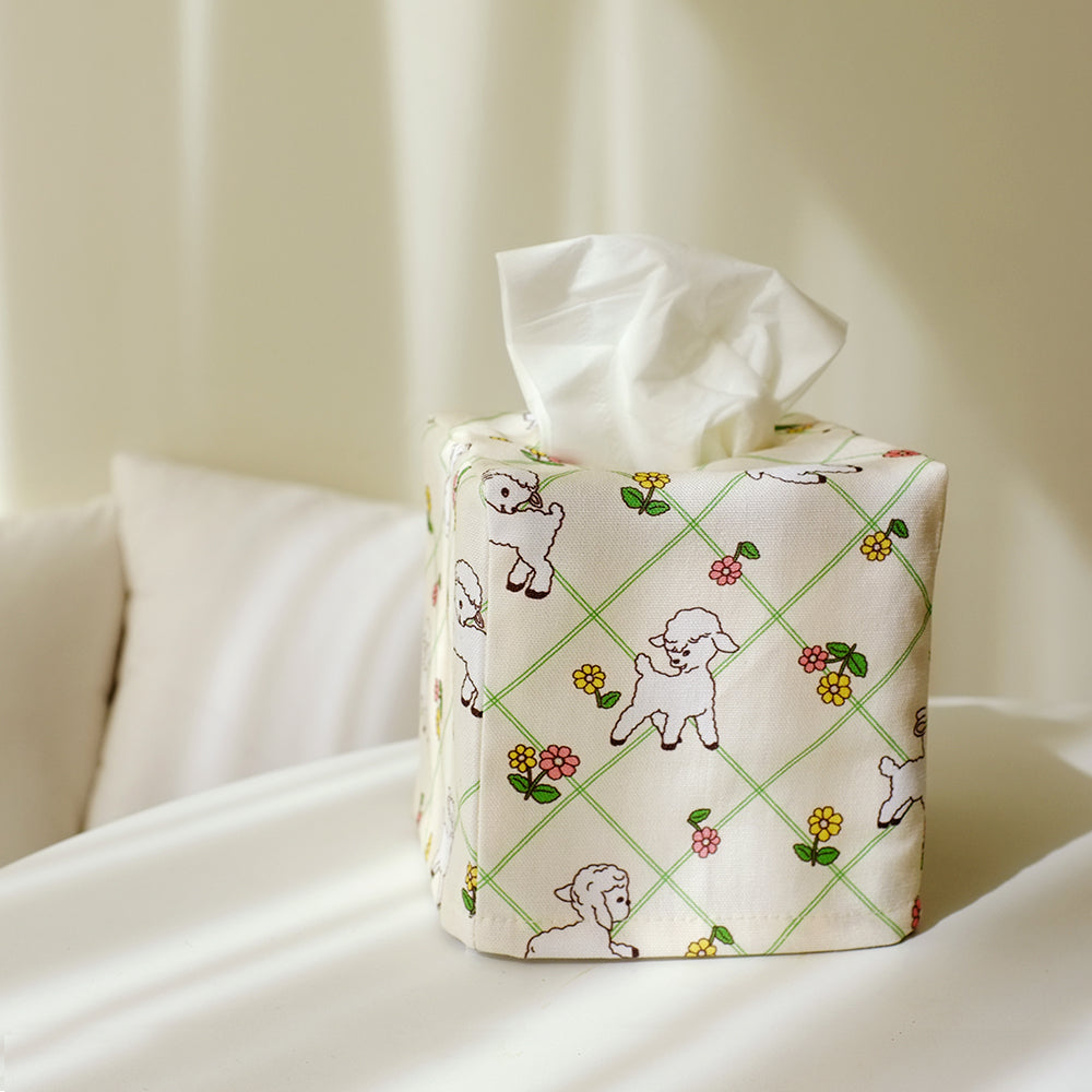 Canvas Square Tissue Box Cover/Case- Home Deco