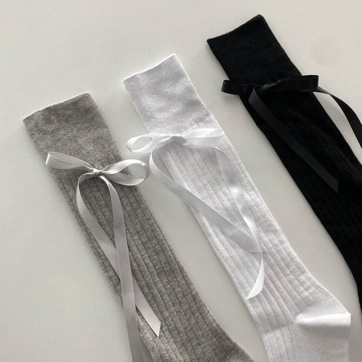 Balletcore ribbon long length knee Socks-Cotton, high Quality - Luckyplanetusa