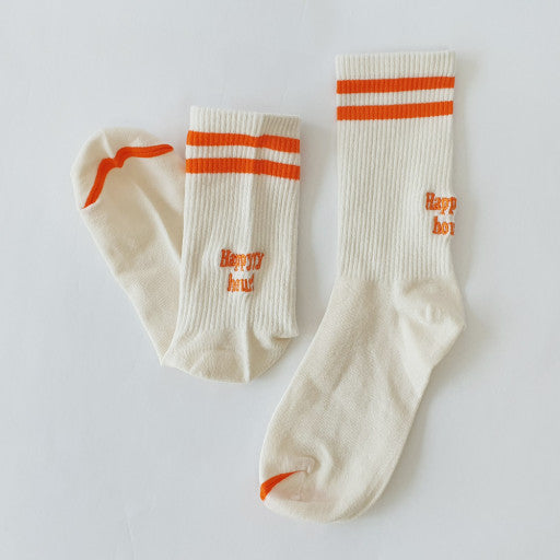 Happy Hour Varsity Cotton Socks - Luxury Embroidered Womens Daily Socks - Luckyplanetusa