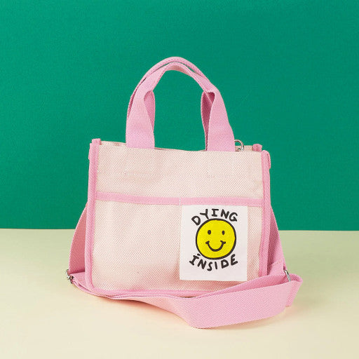 Daily Smile Canvas Body Cross Shoulder Tote Bag with Pocket