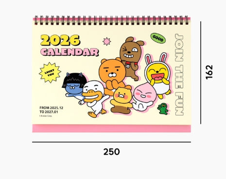 Kakao Friends 2026 Basic Desk Calendar — Bright & Fun Everyday Design